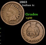 1863 Indian Cent 1c Grades vg+