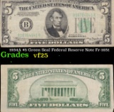 1934A $5 Green Seal Federal Reserve Note Fr-1651 Grades vf+