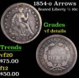 1854-o Seated Liberty Half Dime Arrows 1/2 10c Grades vf details