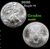 2020 Silver Eagle Dollar $1 Grades ms69