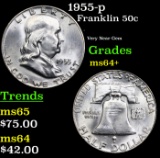 1955-p Franklin Half Dollar 50c Grades Choice+ Unc