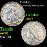 1941-p Walking Liberty Half Dollar 50c Grades Choice AU