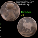 1891 Great Britain 1 Penny, Queen Victoria KM-755 Grades g, good