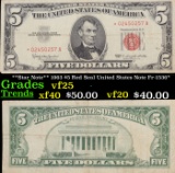 **Star Note** 1963 $5 Red Seal United States Note Fr-1536* Grades vf+