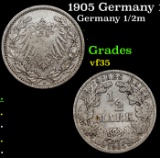 1905 Germany 1/2 Mark Grades vf++
