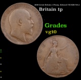 1909 Great Britain 1 Penny, Edward VII KM-794.2 Grades vg+