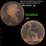 1891 Great Britain 1 Penny, Queen Victoria KM-755 Grades g+
