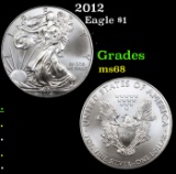 2012 Silver Eagle Dollar $1 Grades GEM+++ Unc