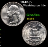 1943-p Washington Quarter 25c Grades Choice Unc