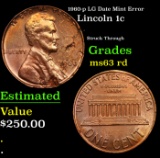 1960-p Large Date Lincoln Cent Mint Error 1c Grades Select Unc RD