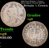 1889 Great Britain 1/2 Crown, Silver, Queen Victoria KM-764 Grades vg, very good