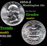 1954-d Washington Quarter 25c Grades Choice+ Unc