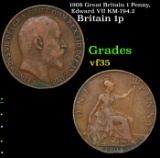 1908 Great Britain 1 Penny, Edward VII KM-794.2 Grades vf++