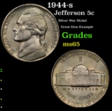 1944-s Jefferson Nickel 5c Grades GEM Unc