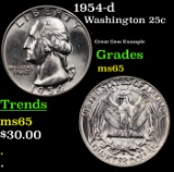 1954-d Washington Quarter 25c Grades GEM Unc