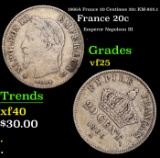 1866A France 20 Centimes 20c KM-805.1 Grades vf+
