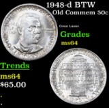 1948-d BTW Old Commem Half Dollar 50c Grades Choice Unc
