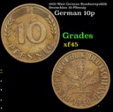 1950 West German Bundesrepublik Deutschlan 10 Pfennig Grades xf+