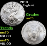 2019 Silver Eagle Dollar $1 Grades ms70, Perfection