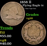 1858 ll Flying Eagle Cent 1c Grades vg+
