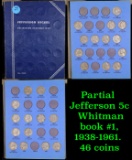 Partial Jefferson 5c Whitman book #1, 1938-1961. 46  coins