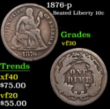 1876-p Seated Liberty Dime 10c Grades vf++