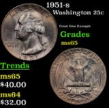 1951-s Washington Quarter 25c Grades GEM Unc