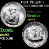 1921 Pilgrim Old Commem Half Dollar 50c Grades GEM Unc