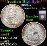 ***Auction Highlight*** 1859-s Seated Half Dollar 50c Graded ms62 By SEGS (fc)