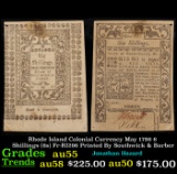 Rhode Island Colonial Currency May 1786 6 Shillings (6s) Fr-RI296 Printed By Southwick & Barber Grad