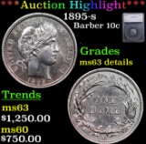 ***Auction Highlight*** 1895-s Barber Dime 10c Graded ms63 details By SEGS (fc)