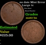 no date Large Cent 1c Mint Error Grades Select Unc BN