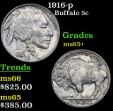 1916-p Buffalo Nickel 5c Grades GEM+ Unc