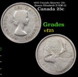 1955 Canada Quarter 25c Queen Elizabeth II KM-52 Grades vf+