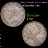 1942 Canada Quarter 25c KM-35 Grades vf++
