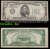 1934A $5 Green Seal Federal Reserve Note Fr-1651 Grades f+