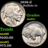 1938-d Buffalo Nickel 5c Grades GEM+ Unc