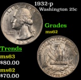 1932-p Washington Quarter 25c Grades Select Unc