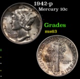 1942-p Mercury Dime 10c Grades Select Unc