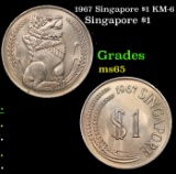 1967 Singapore $1 KM-6 Grades GEM Unc