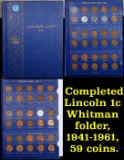 Completed Lincoln 1c Whitman folder, 1941-1961, 59 coins.