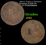 1862-A  France 2 Centimes Napoleon III KM-796 Grades xf+