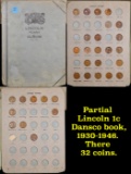 Partial Lincoln 1c Dansco book, 1930-1946. There 32 coins.