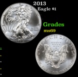 2013 Silver Eagle Dollar $1 Grades ms69