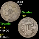 1852 Three Cent Silver 3cs Grades vg, very good