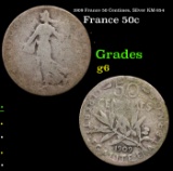 1909 France 50 Centimes, Silver KM-854 Grades g+