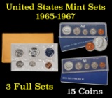 Group of 3 United States Special Mint Set in Original Government Packaging! From 1965-1967 with 15 C