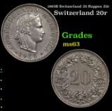 1965B Switzerland 20 Rappen 20r Grades Select Unc
