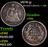 1870-p Seated Liberty Half Dime 1/2 10c Grades vf++