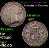1885 Great Britain 1/2 Crown, Silver KM-756 Grades vg+
